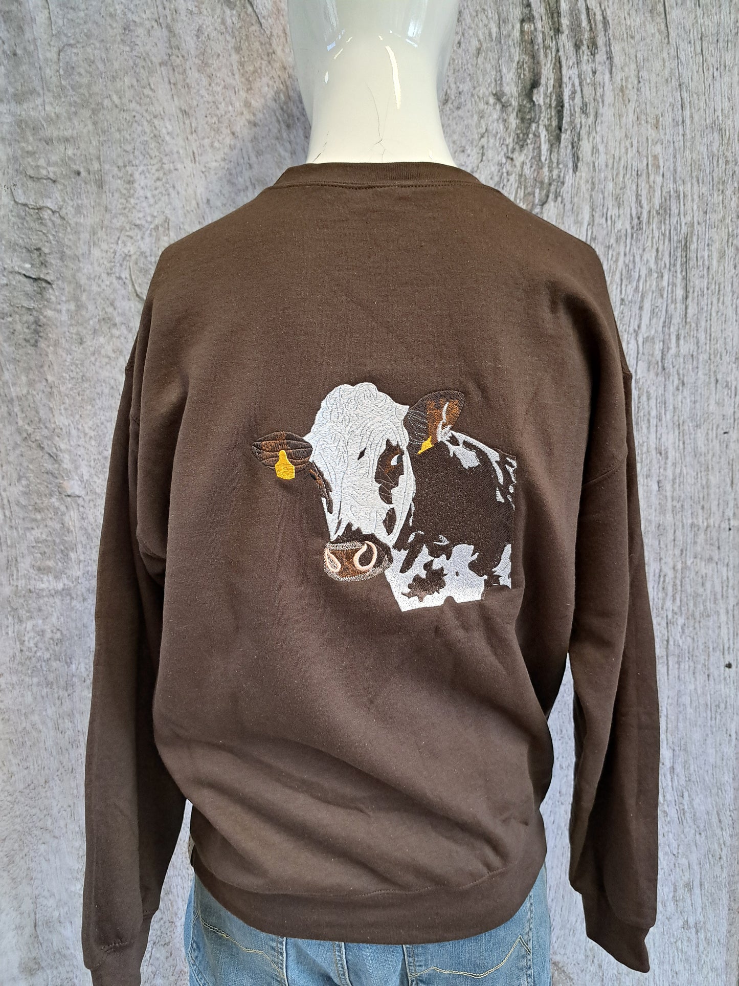 Pull chocolat tête de normande L (XL femme)
