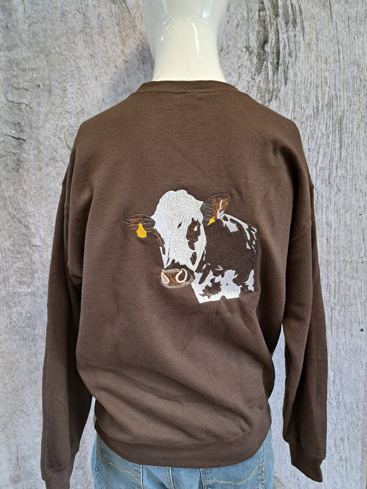 Pull chocolat tête de normande L (XL femme)