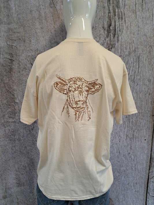 T-shirt homme L (femme XL) broderie dos vache 15