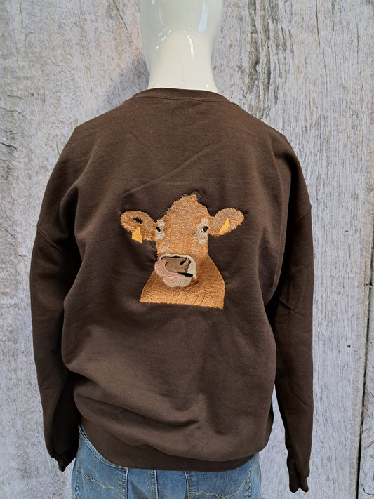 Pull chocolat tête de limousine L (XL femme)