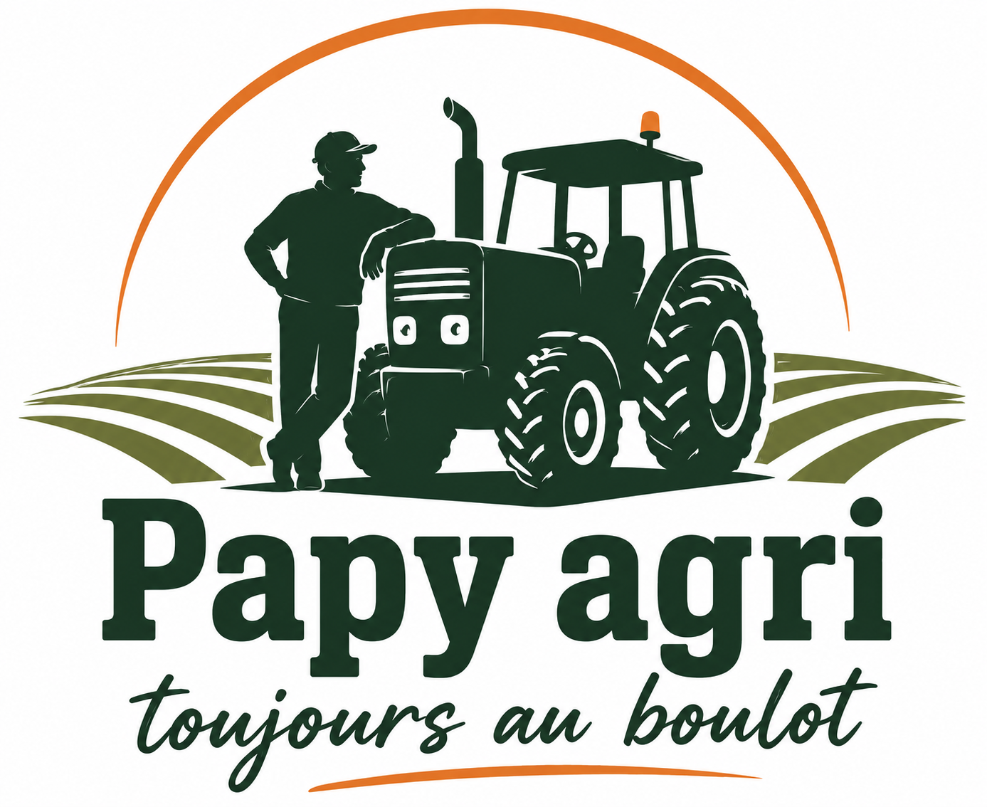 Broderie "Papy agri toujours au boulot"