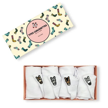 Lot de 4 Chaussettes Blanches Languette Cheval Femme I 35-41