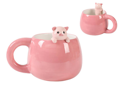 Tasse en céramique avec breloque cochon