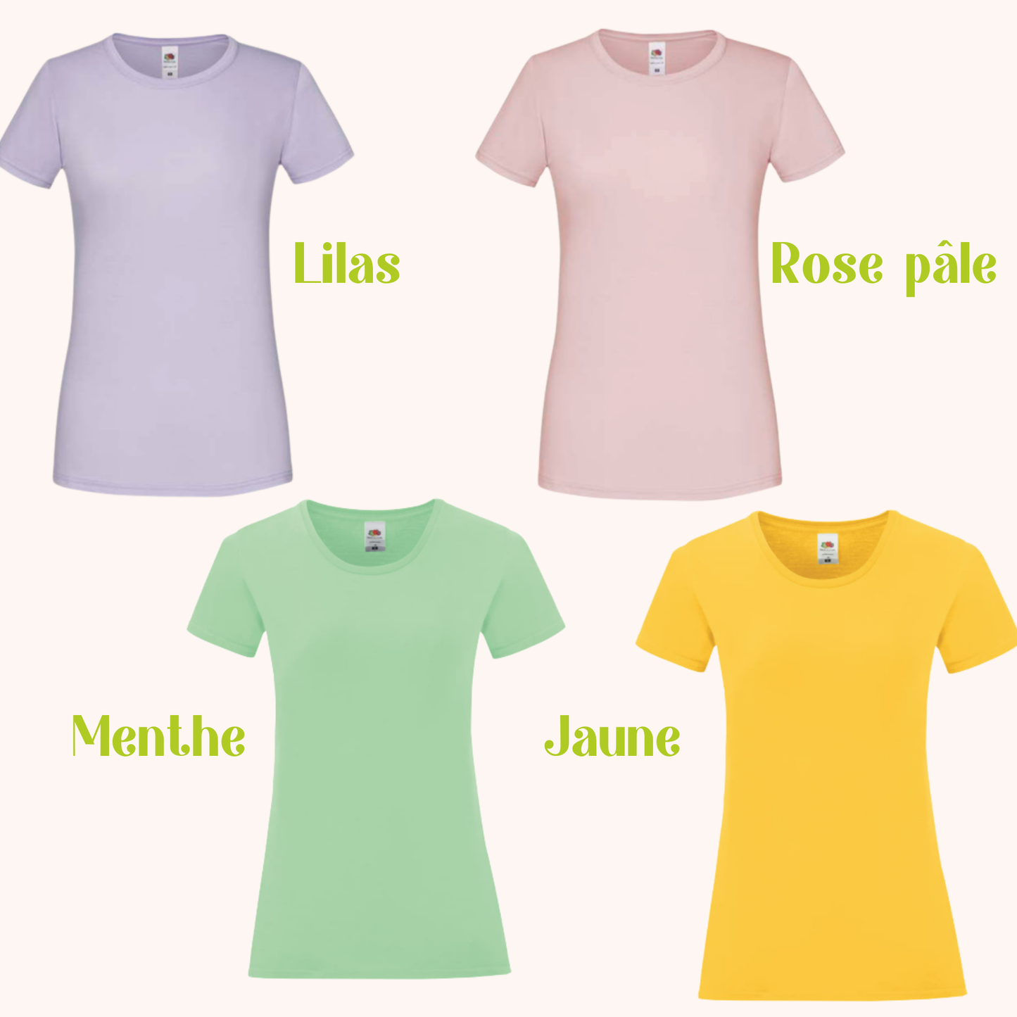 T-shirt col rond coupe femme pastel
