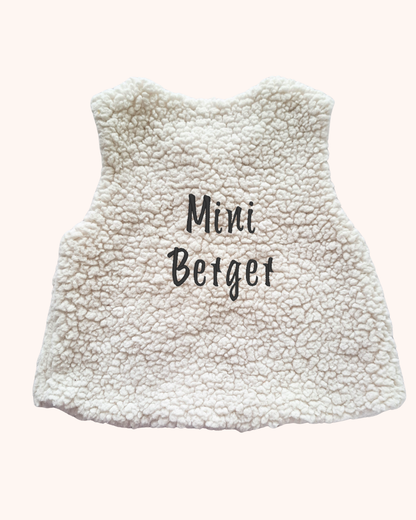 Veste sans manches mouton blanc "Mini Berger(ère)" 6 mois