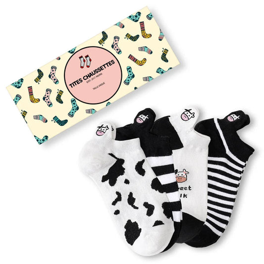 Lot de 4 Chaussettes Languette Vache Femme I 35-41