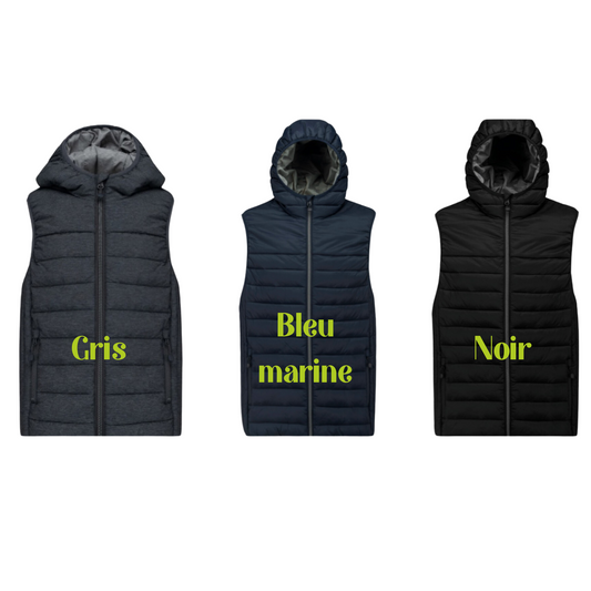 Veste sans manche matelassée à capuche