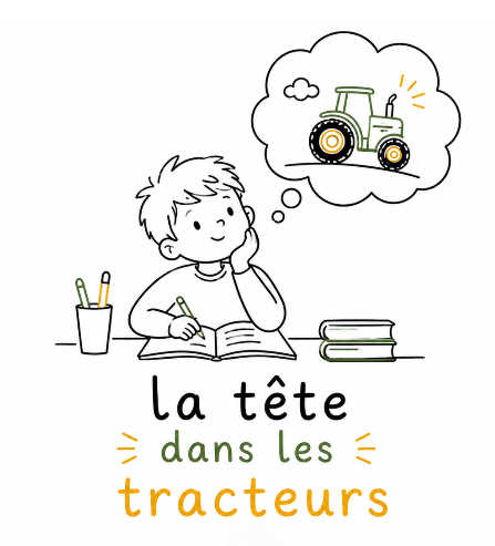 Broderie "La tête dans les tracteurs" garçon