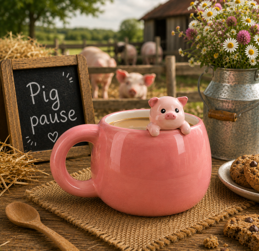 Tasse en céramique avec breloque cochon