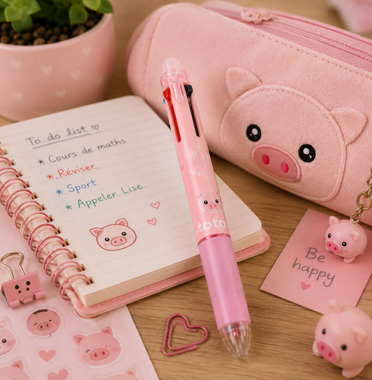 Stylo effaçable 4-en-1 Cochon