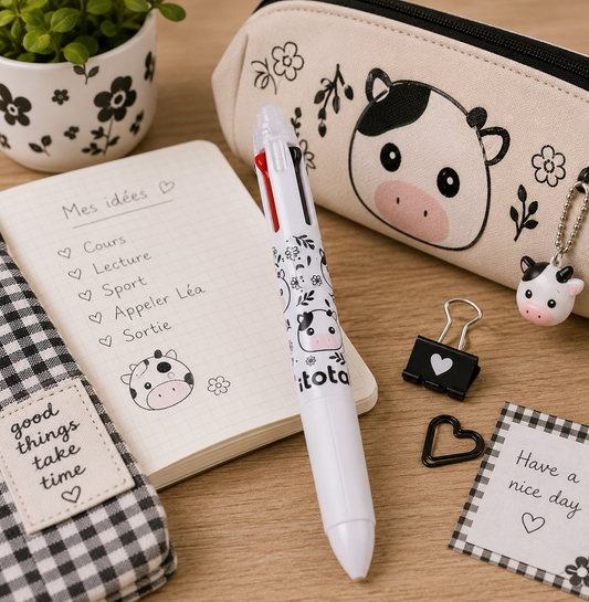 Stylo Effaçable 4 en 1 Vache