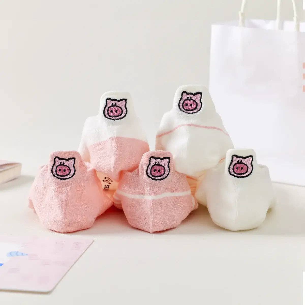 Lot de 5 Chaussettes Languette Petit Cochon Femme I 35-41