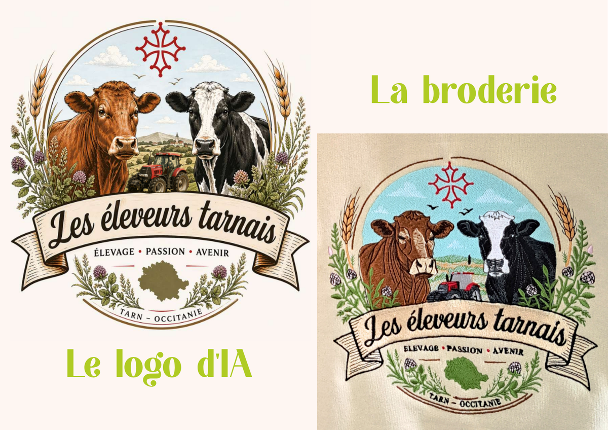 Broderie d'un Logo d'IA (intelligence artificielle)