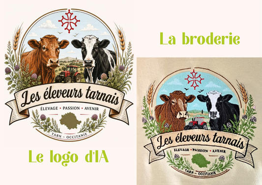 Broderie d'un Logo d'IA (intelligence artificielle)