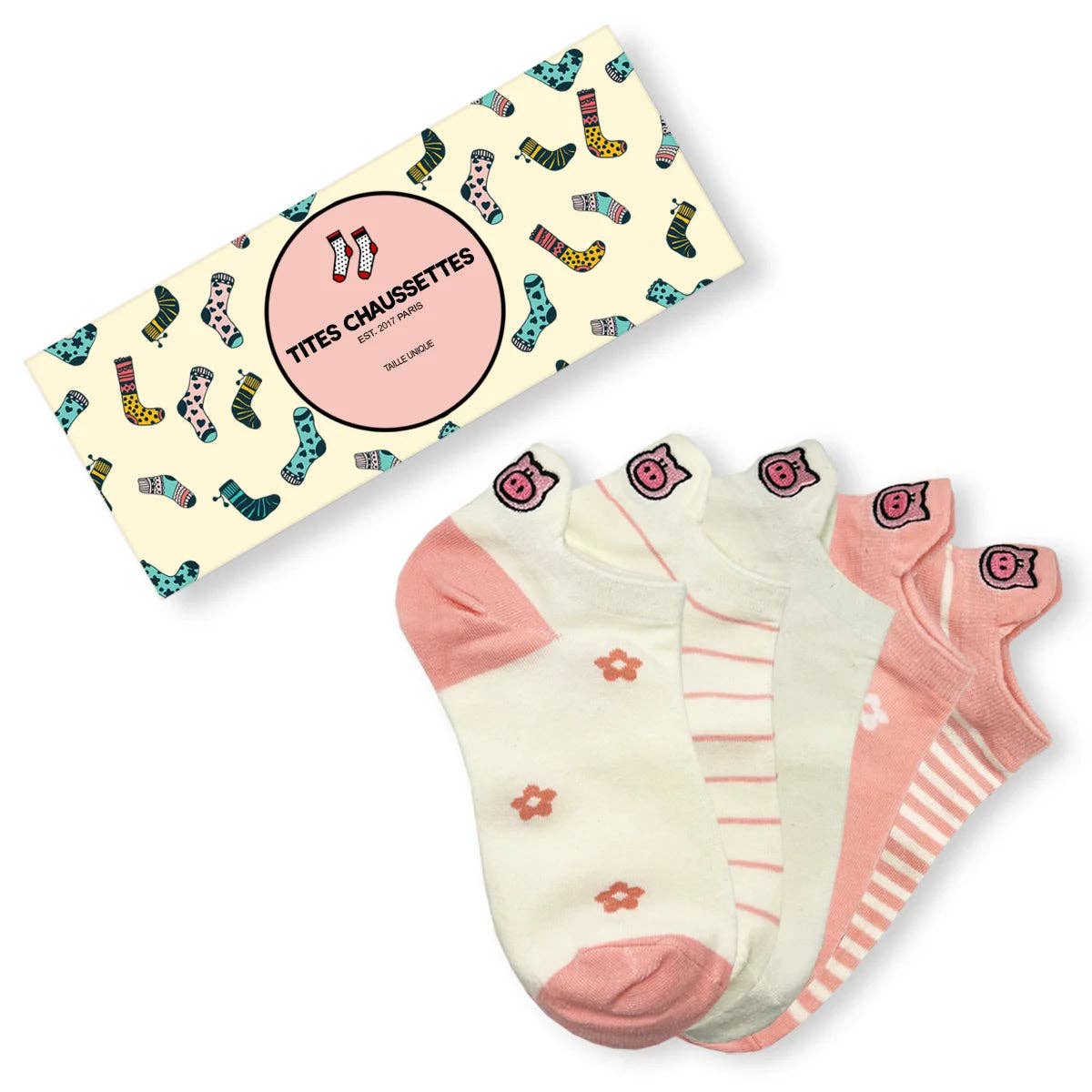 Lot de 5 Chaussettes Languette Petit Cochon Femme I 35-41