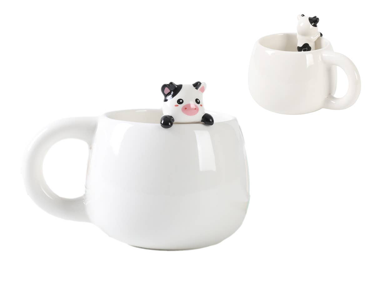 Tasse en céramique avec breloque vache