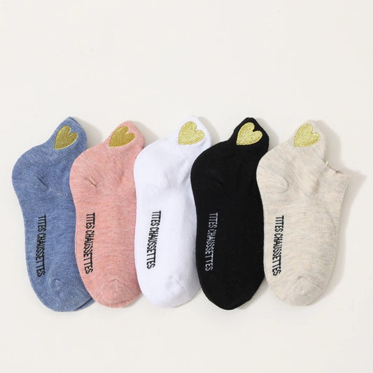 Lot de 5 Chaussettes Languette Coeur Doré  Tille 12 -24 mois